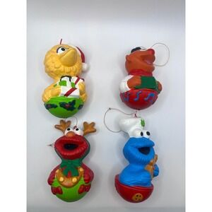 Sesame Street Set Of 4 Christmas Ornaments Big Bird Ernie‎ Elmo Cookie Monster